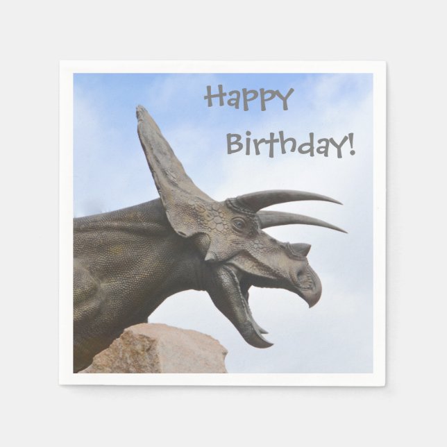 Triceratops Dinosaur Birthday Napkin (Front)