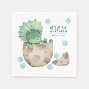 Triceratops Dinosaur Boy Baby Shower Napkin