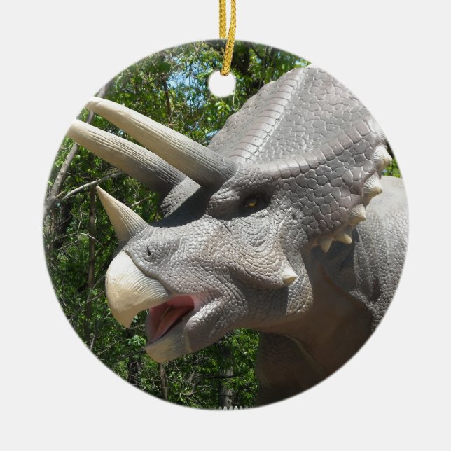 Triceratops dinosaur ceramic ornament (Front)