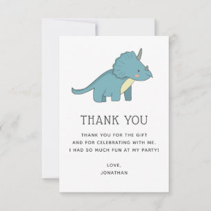 Triceratops Dinosaur Cute Blue Dino Birthday Thank You Card