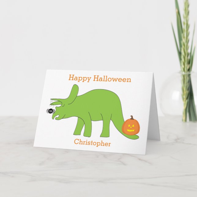 Triceratops Dinosaur Halloween Card (Front)