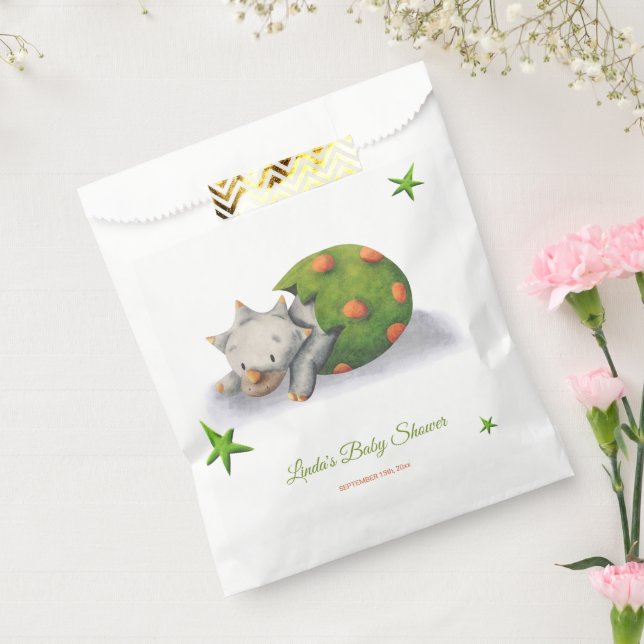 Triceratops Dinosaur Hatching Neutral Baby Shower Favour Bag (Sealed)