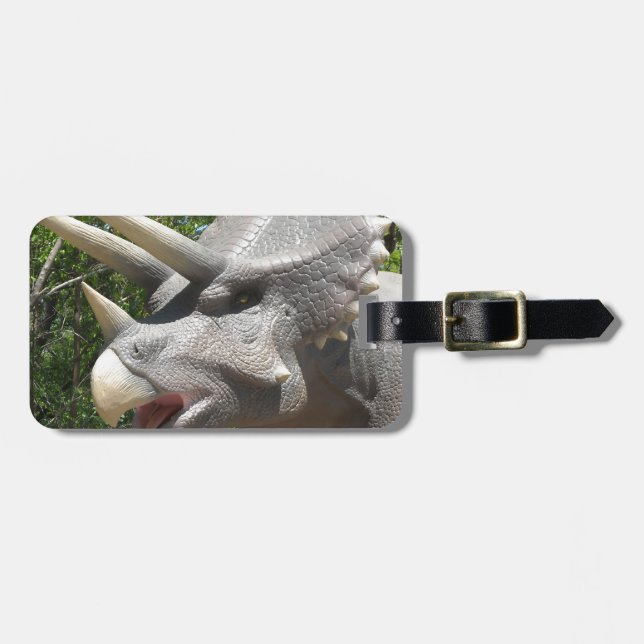 Triceratops dinosaur luggage tag (Front Horizontal)