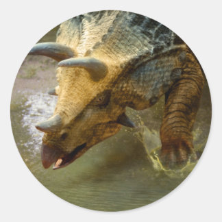 Triceratops Dinosaur Round Sticker