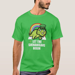 Triceratops Dinosaur Shenanigans Funny St Patricks T-Shirt
