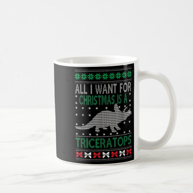 Triceratops Dinosaur Ugly Christmas Design Style F Coffee Mug (Right)