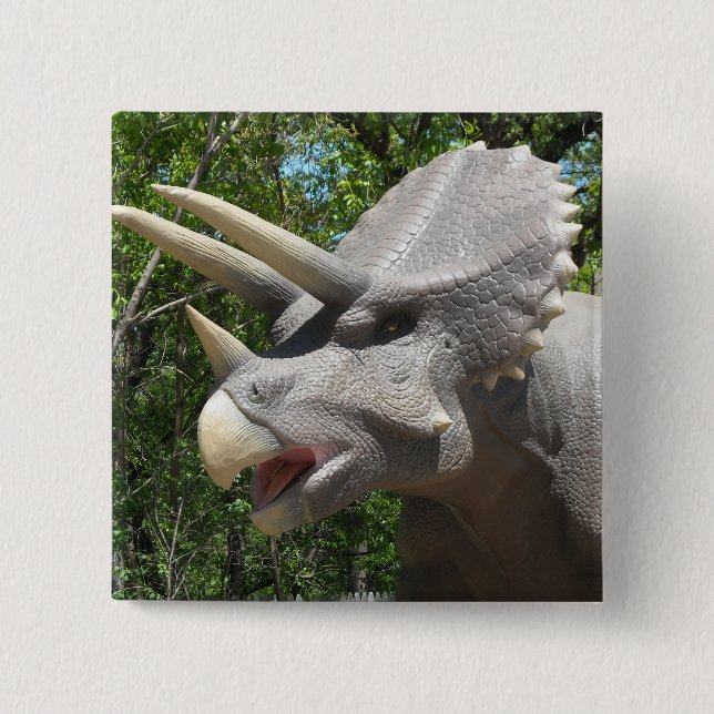 Triceratops Dinosaurs 2 Inch Square Button (Front)