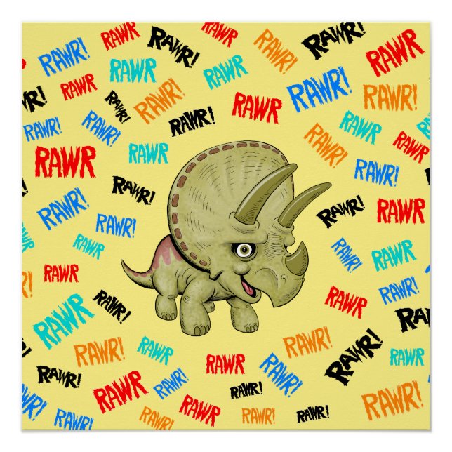 Tricératops dit "Rawr !" Poster (Devant)