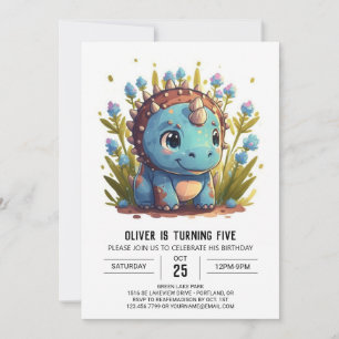 Triceratops Editable Dinosaur Boy Birthday Invitation