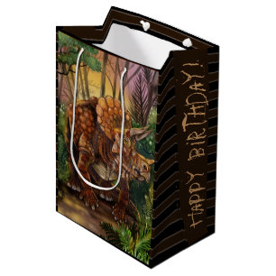 Triceratops Forest Birthday Medium Gift Bag