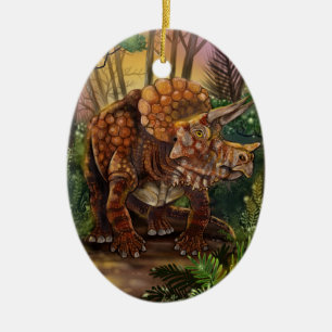 Triceratops Forest Ceramic Ornament