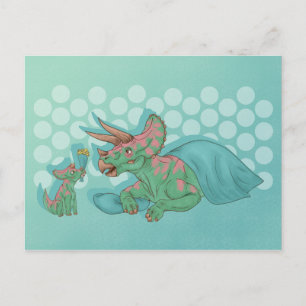 Triceratops Giving Flowers Postcard