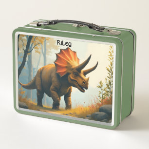 Triceratops in a Forest Kid's Metal Lunch Box