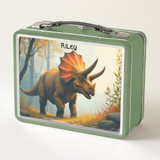 Triceratops in a Forest Kid's Metal Lunch Box