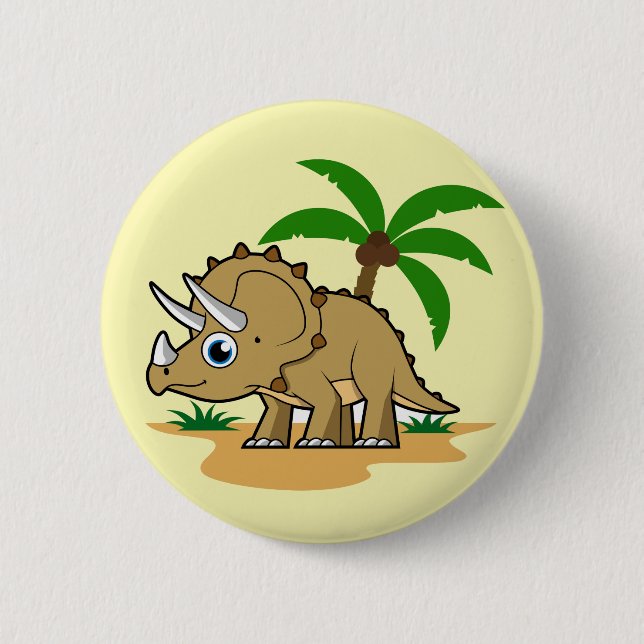 Triceratops In A Tropical Climate. 2 Inch Round Button (Front)