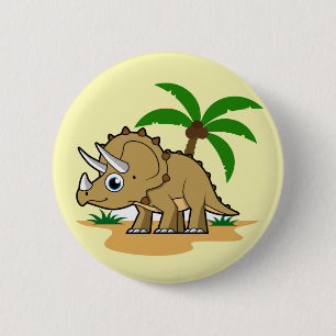 Triceratops In A Tropical Climate. 2 Inch Round Button