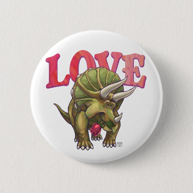 Triceratops In Love Valentine's Day 2 Inch Round Button (Front)
