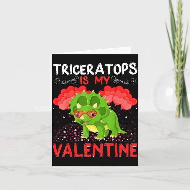 Triceratops Is My Valentine Funny Triceratops Vale Card (Front)