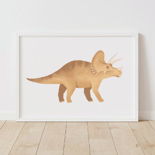 Tricératops Jaune Dinosaur Enfants Poster