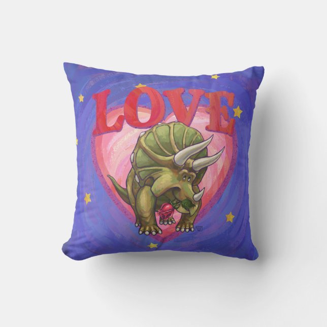 Triceratops Love Personalized Message Pillow (Front)