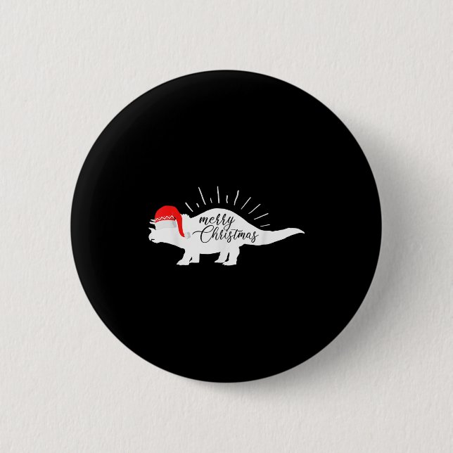 Triceratops Merry Christmas Funny Dinosaur  2 Inch Round Button (Front)
