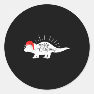 Triceratops Merry Christmas Funny Dinosaur  Classic Round Sticker