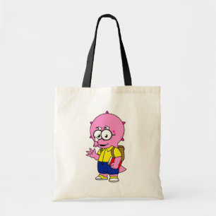Triceratops Nerd With Backpack And Textbook. Tote Bag