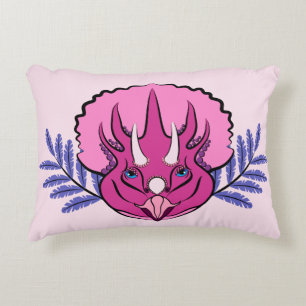 Triceratops Pretty Pink Dinosaur Accent Pillow