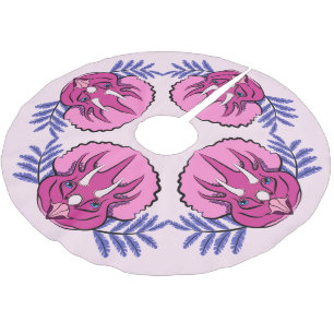 Triceratops Pretty Pink Dinosaur Brushed Polyester Tree Skirt