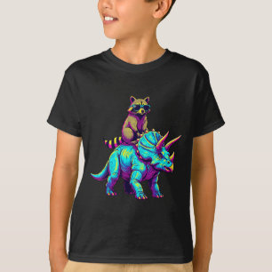 Triceratops Raccoon Dinosaur Chaos T-Shirt