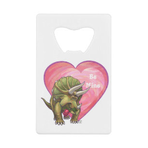 Triceratops Red Rose Heart Credit Card Bottle Opener