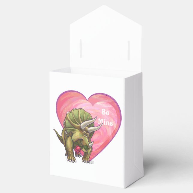 Triceratops Red Rose Heart Favor Box (Opened)