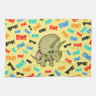 Triceratops says “Rawr!” Kitchen Towel