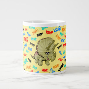 Triceratops says “Rawr!” Large Coffee Mug