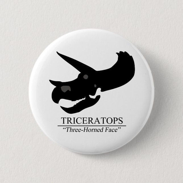 Triceratops Skull 2 Inch Round Button (Front)