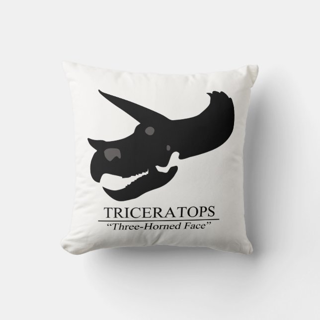 Triceratops Skull Throw Pillow (Front)
