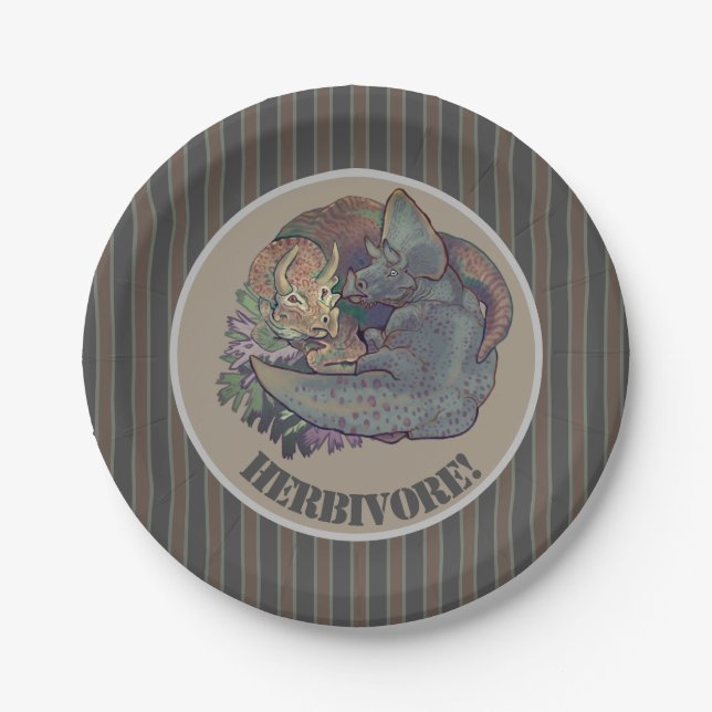 Triceratops Snuggles Paper Plate (Front)