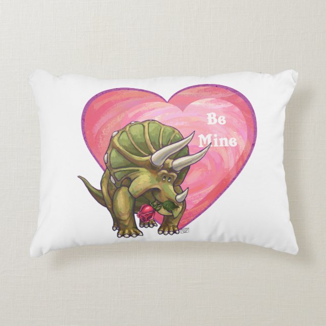 Triceratops Valentine's Day Decorative Pillow (Front)