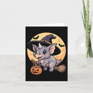 Triceratops Witch Hat Pumpkin Halloween Costume Me Card