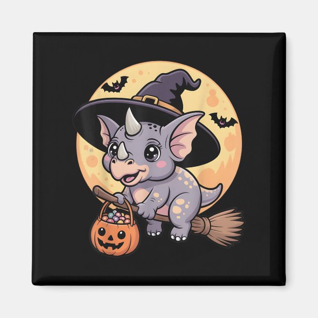 Triceratops Witch Hat Pumpkin Halloween Costume Me Magnet (Front)