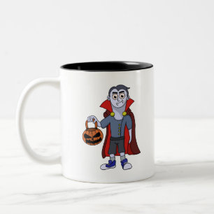 Trick and Treat a Vampire on Halloween Two-Tone Coffee Mug