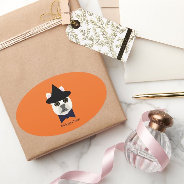 TRICK AND TREAT FRENCHIE OVAL STICKER (Gifting)