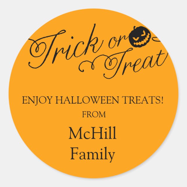 Trick d'Halloween ou Étiquette de traitement (Devant)