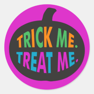 Trick Me Treat Me, Halloween Multi-Colour Classic Round Sticker