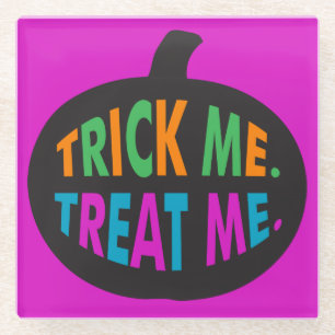 Trick Me Treat Me, Halloween Multi-Colour Glass Coaster