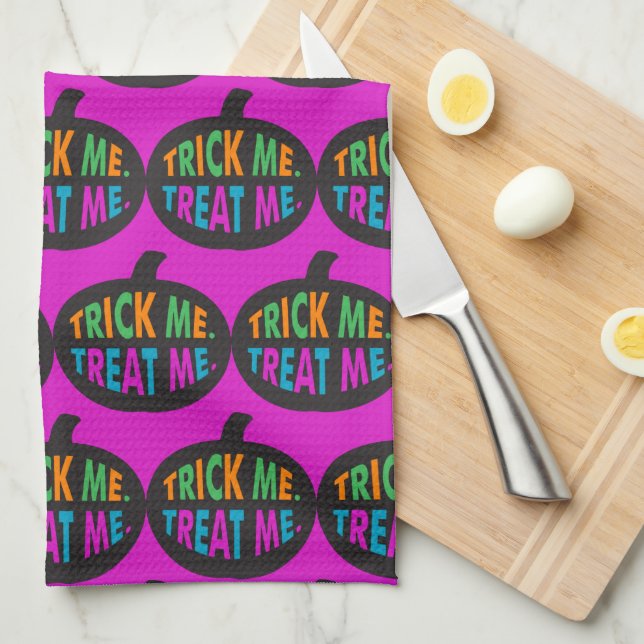 Trick Me Treat Me, Halloween Multi-Colour Kitchen Towel (Quarter Fold)
