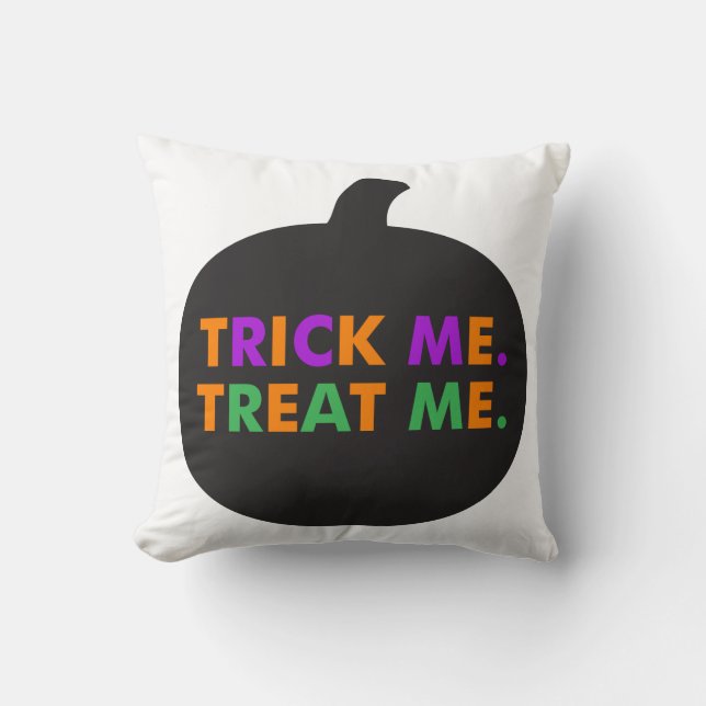 Trick Me Treat Me Multi-Colours Throw Pillow (Front)