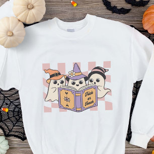 Trick of Teach Halloween Book Boo Ghost Teacher Sweatshirt