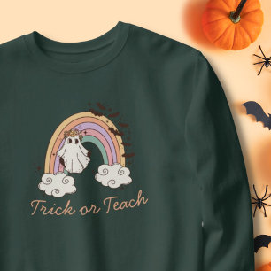 Trick of Teach Rainbow Halloween Boo Ghost Teacher Sweatshirt