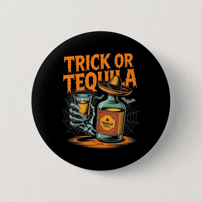 Trick or Bartender Men Women Funny Halloween 2 Inch Round Button (Front)